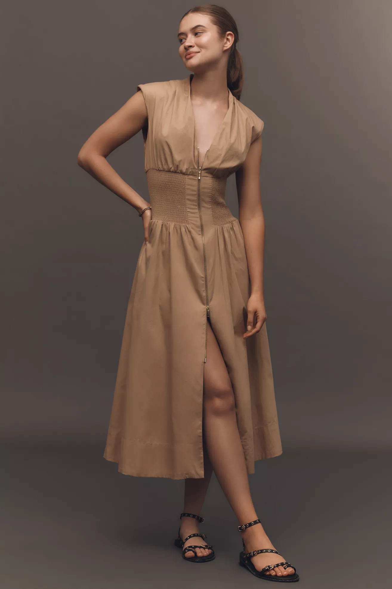 Anthropologie, The Tommie Zip-Front Midi Dress