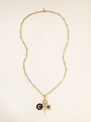 18-Karat Gold, Enamel, Diamond and Quartz Necklace