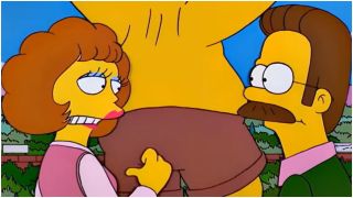 Maude and Ned Flanders in The Simpsons