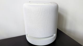 Amazon Echo Studio (2022) review: white speaker on black table