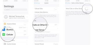 Tap Cellular, tap Call on Other Devices, tap the switch