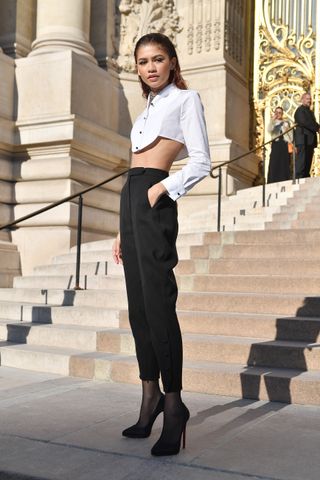 Zendaya wearing Armani during Paris Haute Couture.