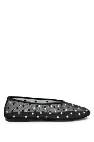 KHAITE Marcy Crystal-embellished Mesh Ballet Flats