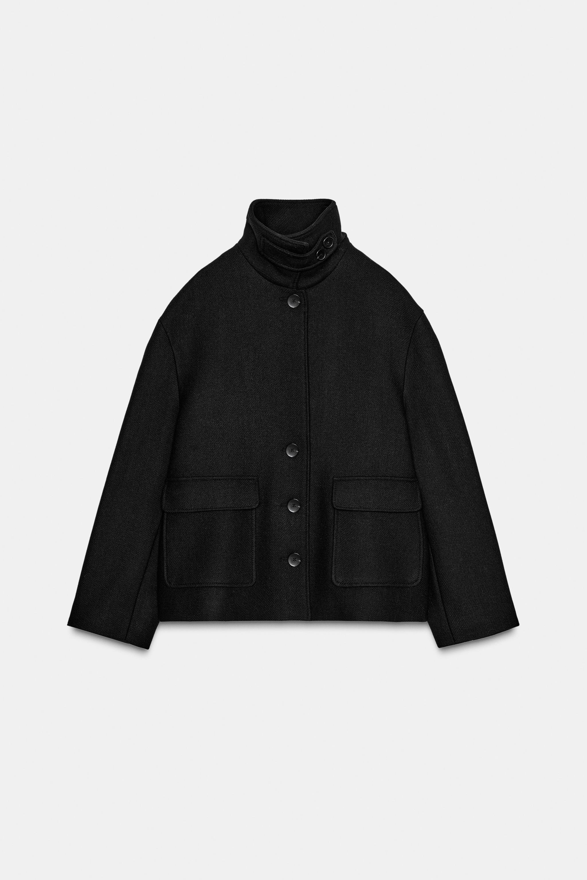 Short Wool Coat With High Neck