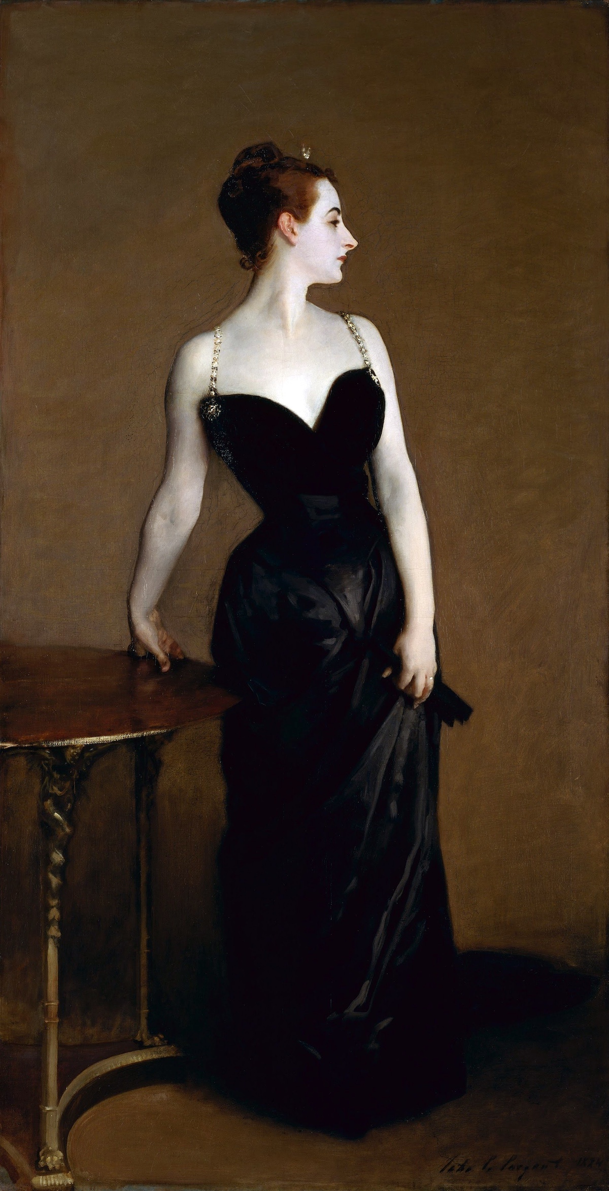 John Singer Sargent (American, 1856&amp;ndash;1925), Madame X (Madame Pierre Gautreau), 1883&amp;ndash;4, oil on canvas, 243.2 x 143.8 cm (95.7 x 56.6 in), Metropolitan Museum of Art