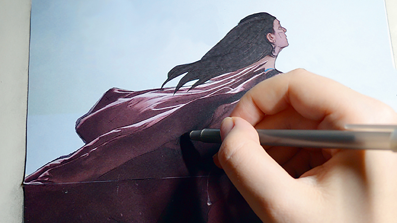 Reference material being drawn over