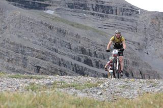 Riders compete in the TransRockies in the Rocky Mountains of Canada.