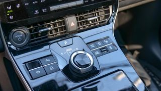 Closeup of the shifter in the 2024 Toyota bZ4X Limited.