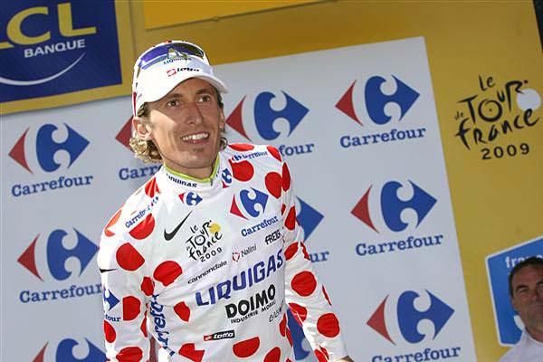 Franco Pellizotti (Liquigas) on the podium.