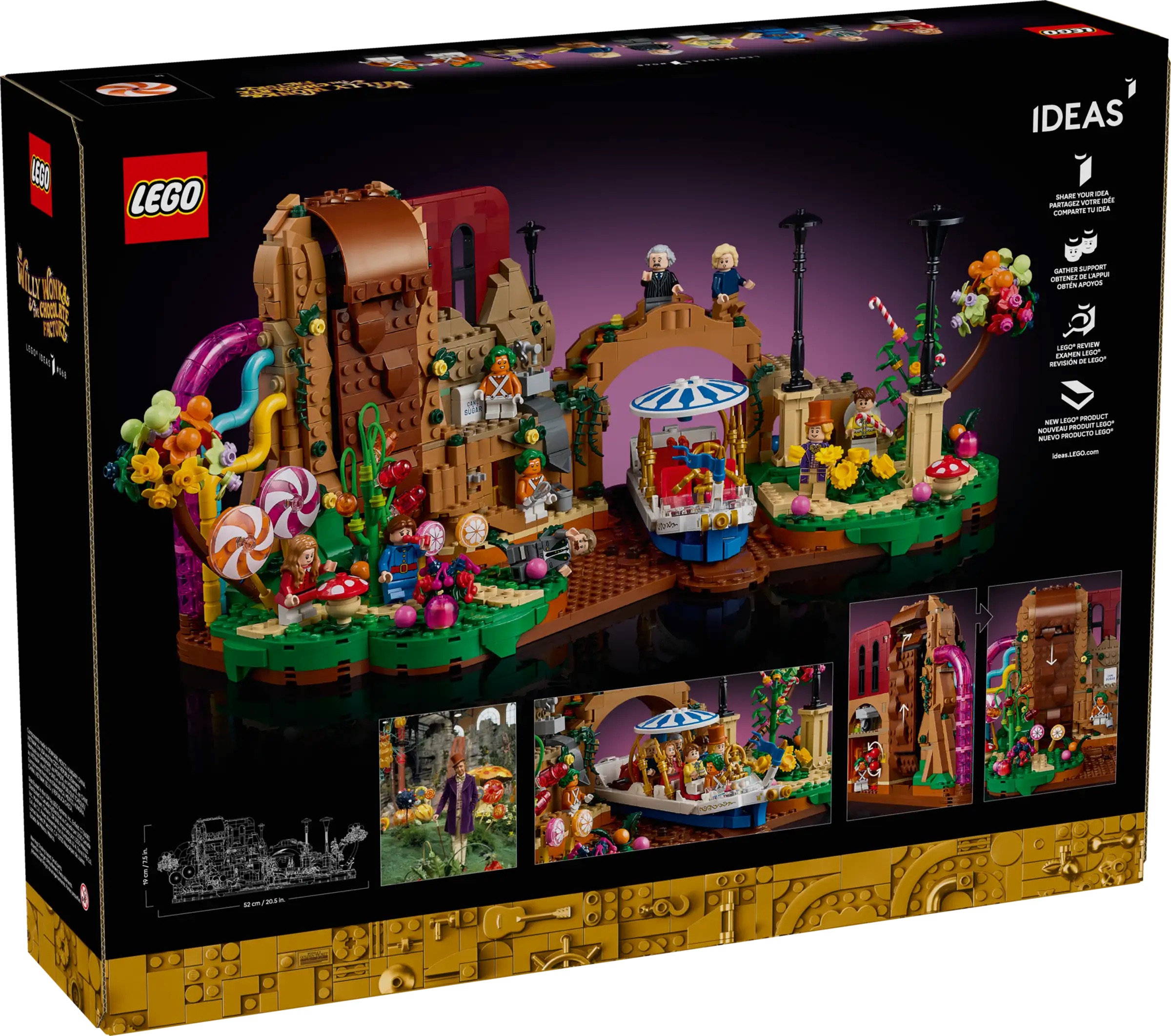 Willy Wonka and the Chocolate Factory LEGO set from multiple angles