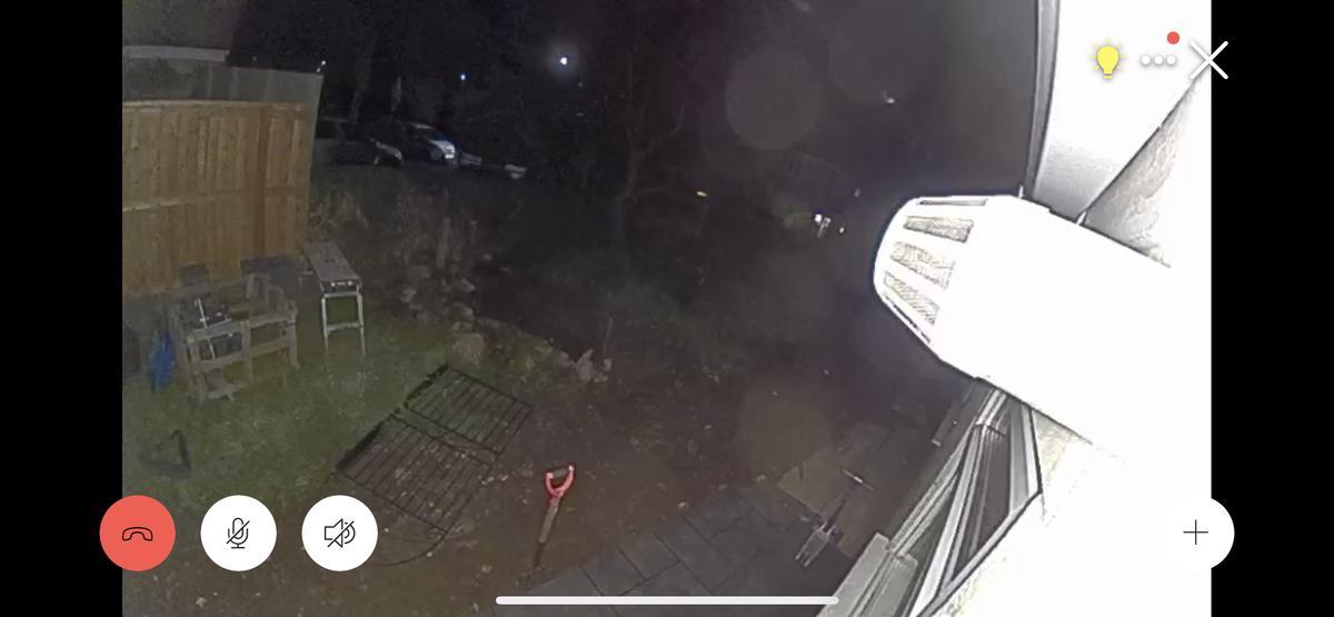 Ring Spotlight Cam Pro at night with light switched on