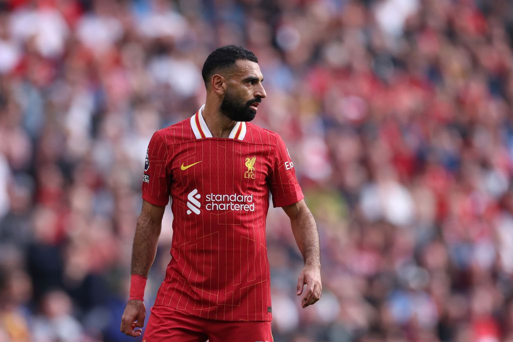 Mohamed Salah of Liverpool FC looks on during the Premier League match between Liverpool FC and AFC Bournemouth at Anfield on September 21, 2024 in Liverpool, England.