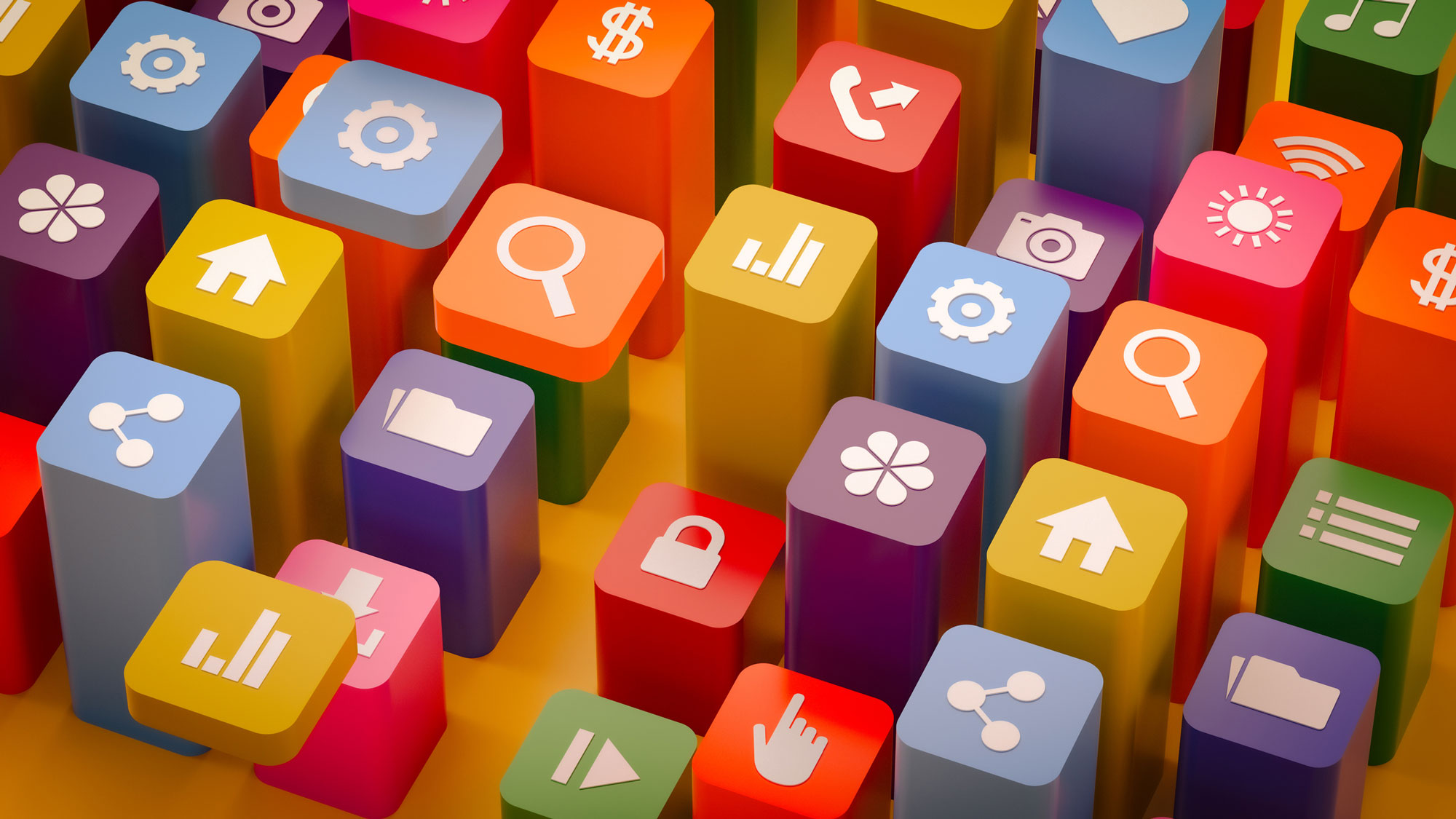 website icons on bright backgrounds