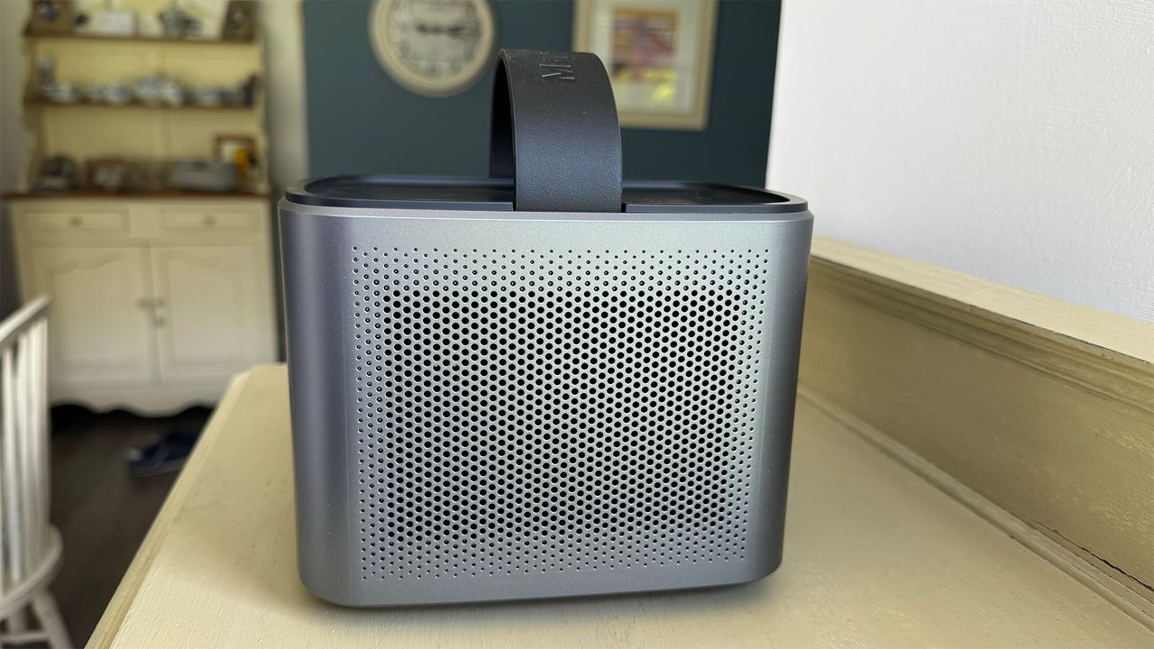 A side view of the Anker Nebula Mars 3 Air portable projector, showing the speaker grille.
