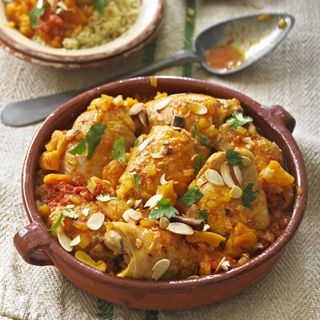 Moroccan Spiced Chicken with Tomatoes, Saffron and Apricots