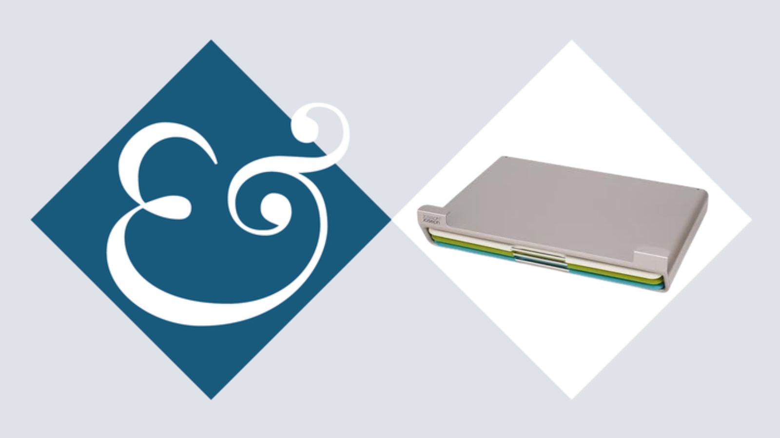 Joseph Joseph Folio Slim Cutting Board Trio in Caddy on H&amp;G Logo background