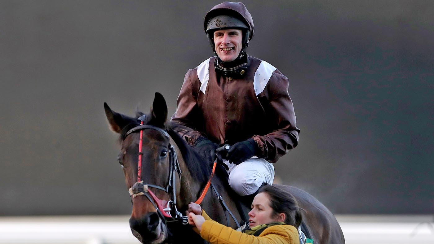 Domaine De L&amp;rsquo;isle ridden by David Bass (right) after his victory in The BET365 Handicap Steeple Chase at Ascot Racecourse.