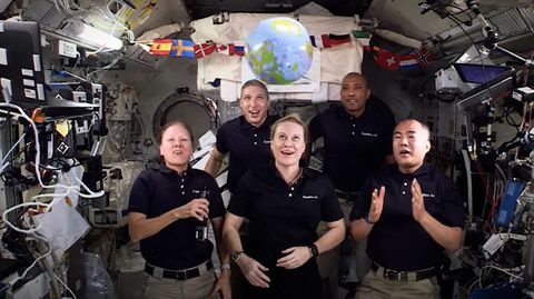 Astronauts ring in new year from space with zero gravity 2021 ball drop ...