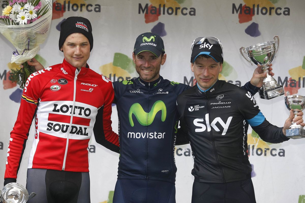 The top three: Alejandro Valverde, Tim Wellens and Leopold Konig
