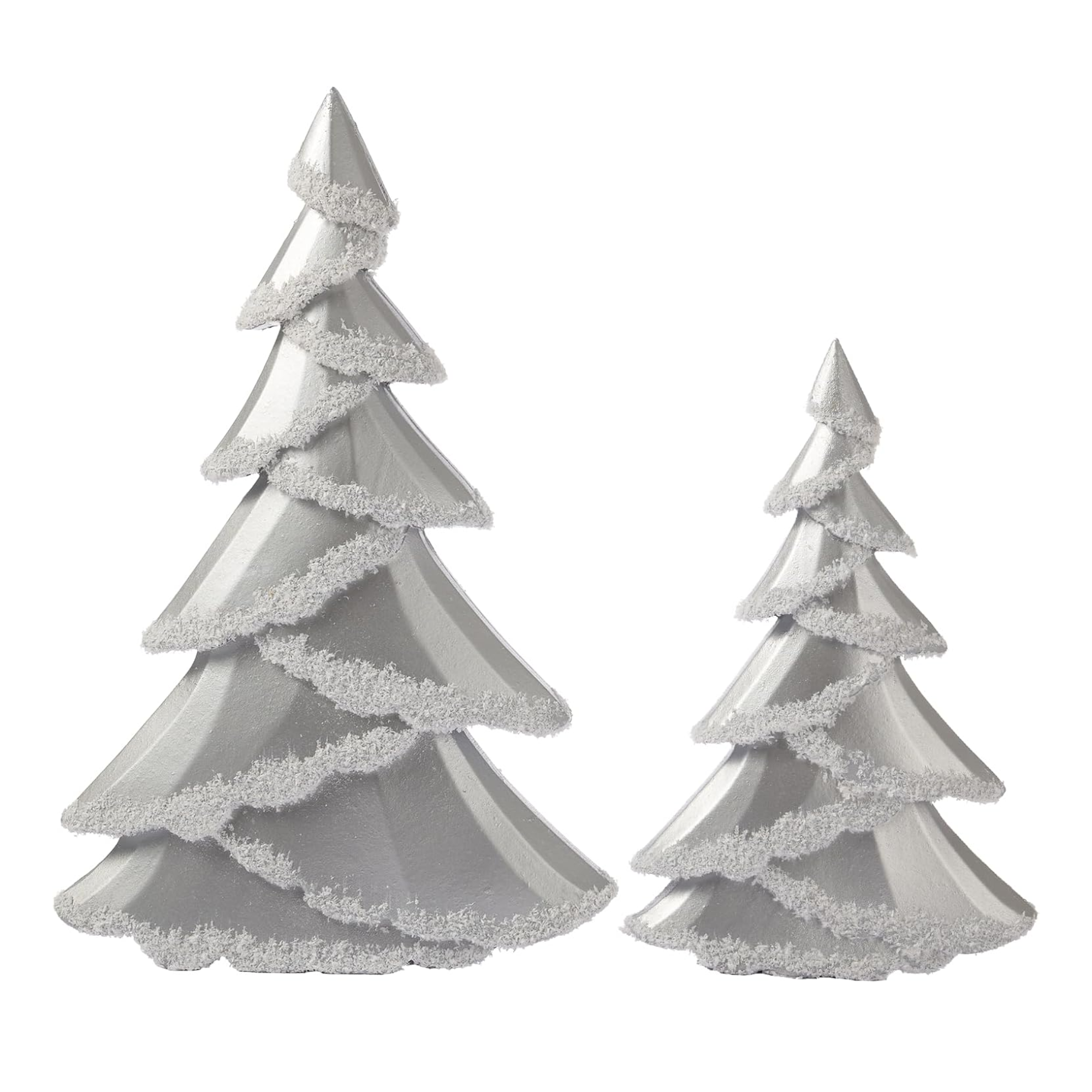 set of two silver Christmas trees
