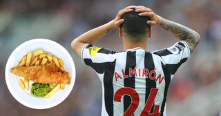 Miguel Almiron of Newcastle United looks dejected during the Premier League match between Newcastle United and AFC Bournemouth at St. James Park on September 17, 2022 in Newcastle upon Tyne, England.