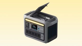 an image of the Anker SOLIX C800 Plus Power Station on a light yellow background