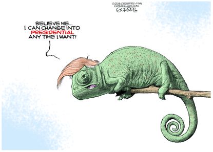 Political Cartoon U.S. Trump Chameleon 2016