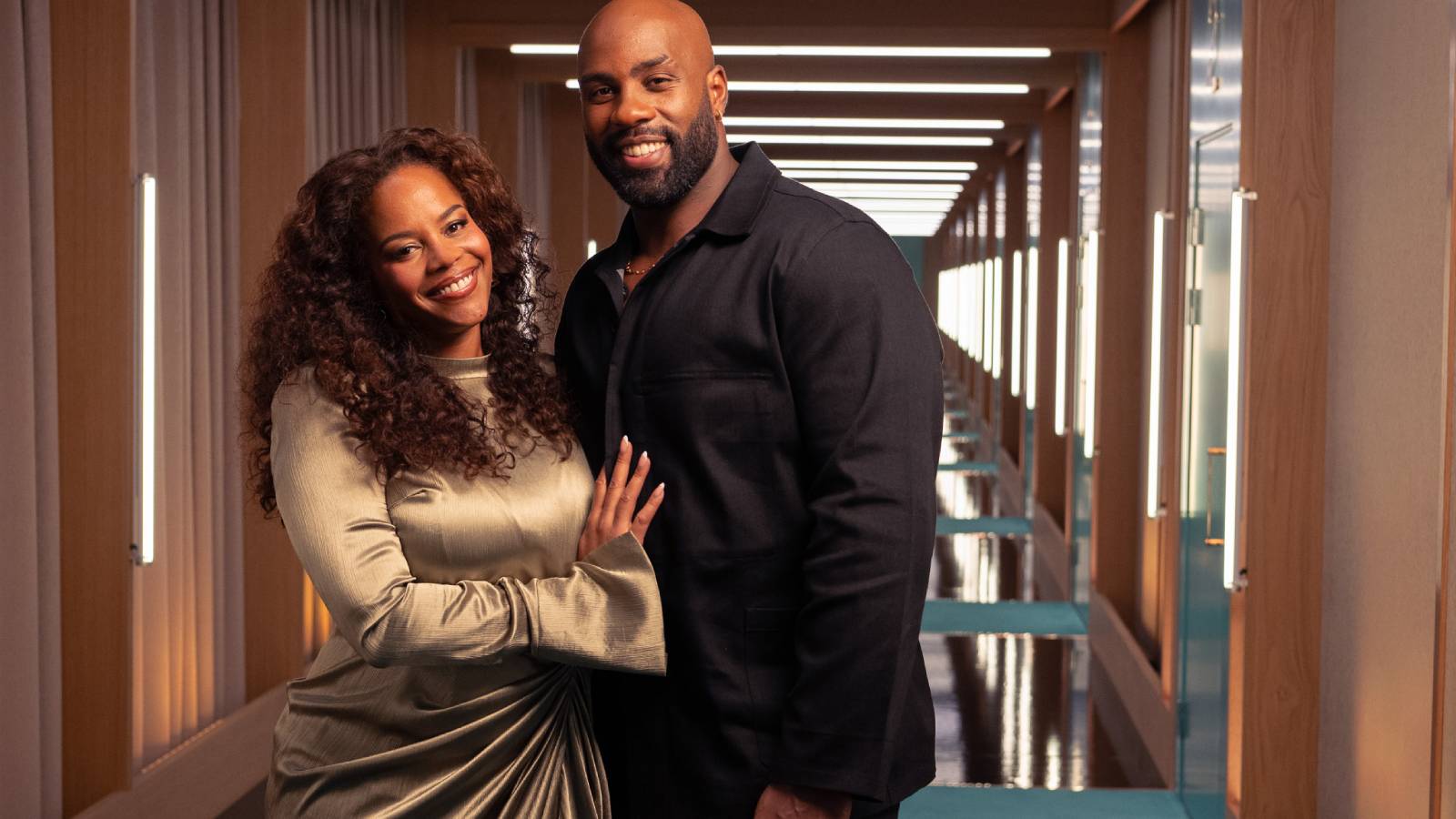 Luthna Plocus and Teddy Riner, hosts of Love Is Blind: France.