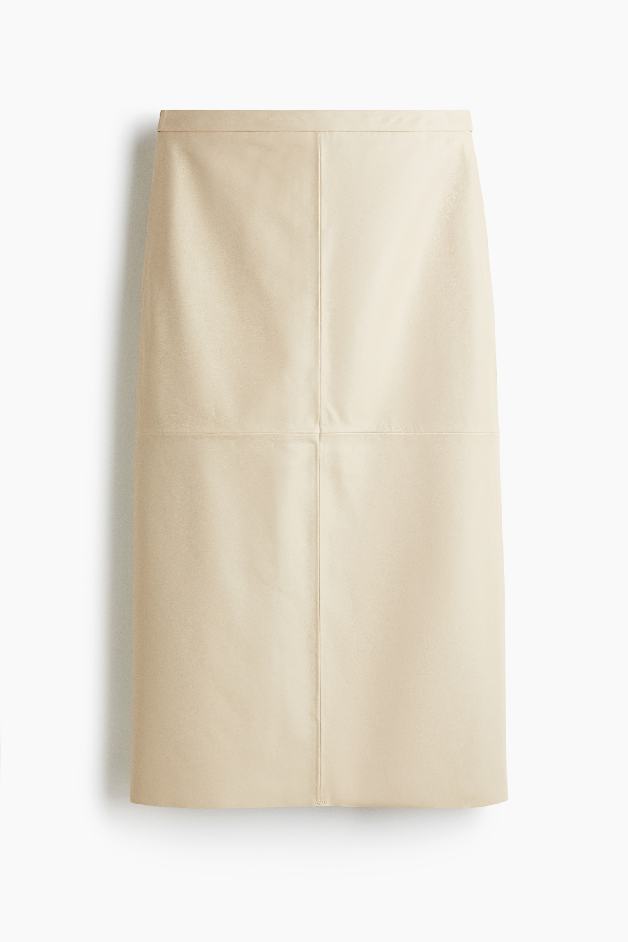 Leather Pencil Skirt - Light Beige