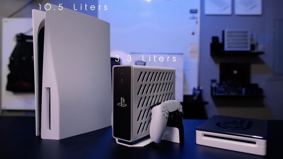 Here's a look at the new PS5 slim side-by-side with the original model  console