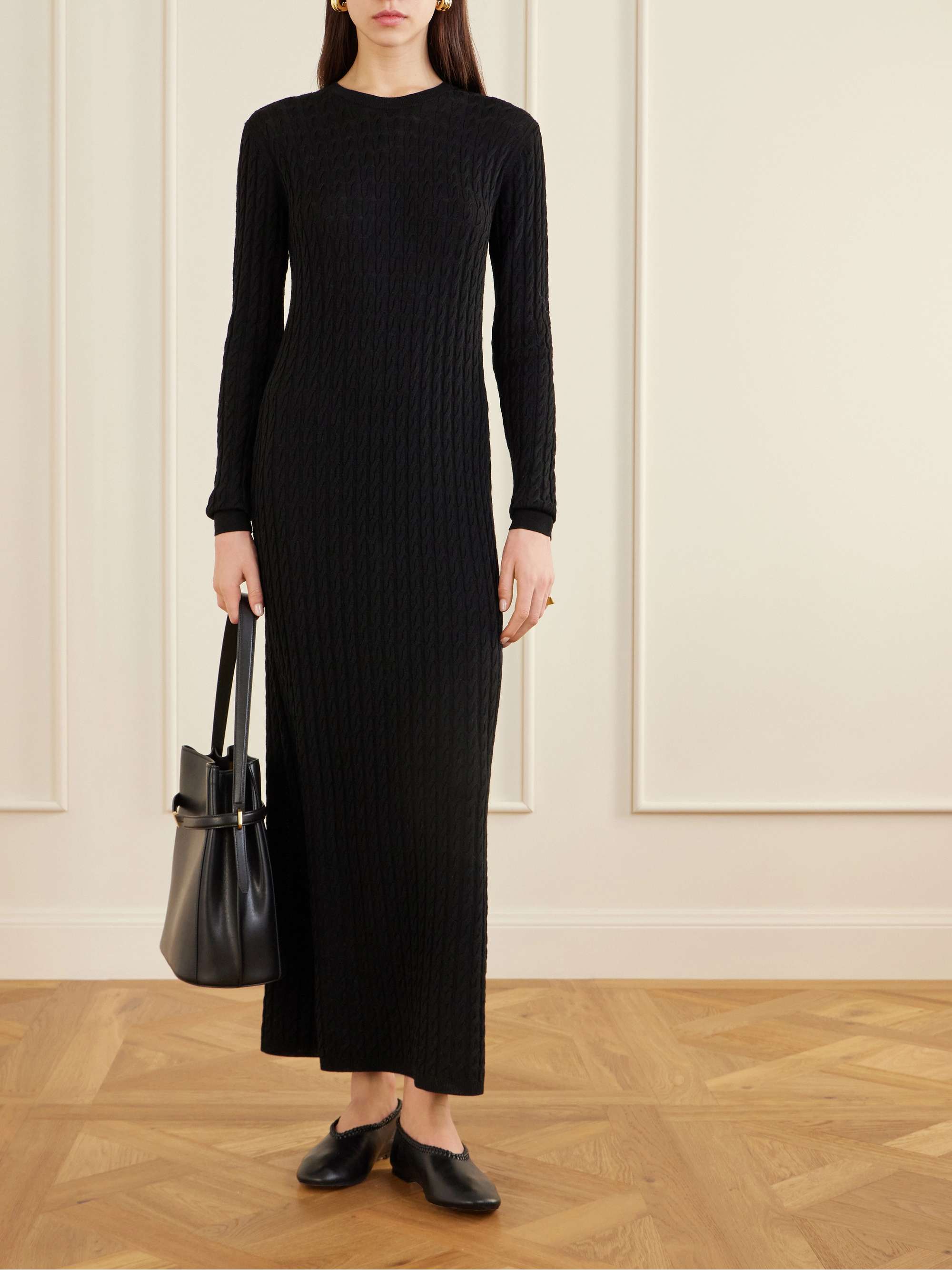 Cable-Knit Wool Maxi Dress