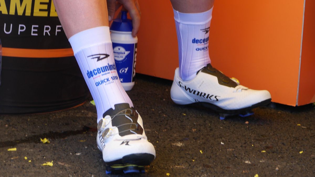 Deceuninck Quick Step riders are wearing S-Works 7 shoes