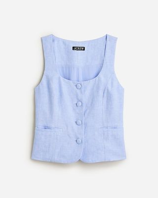 Scoopneck Linen-Blend Vest