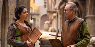 Geraldine Viswanathan and Steve Buscemi in Miracle Workers: Dark Ages