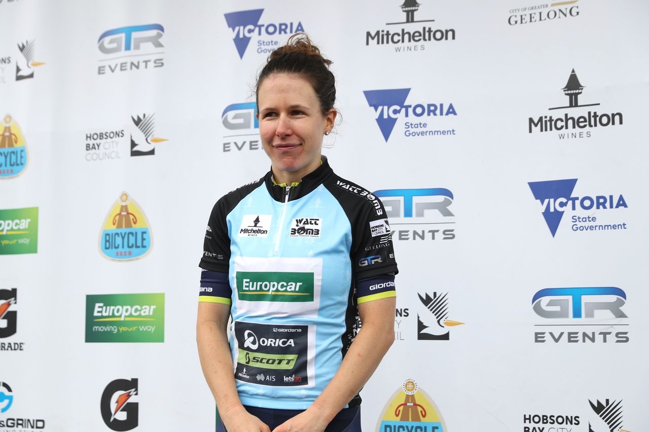 Stage winner Amanda Spratt in the points jersey