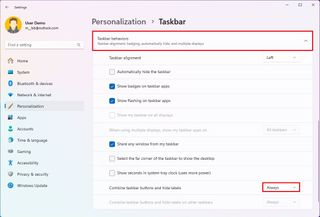 Taskbar always combine buttons