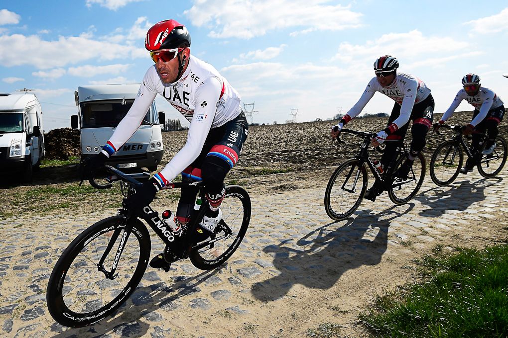 Alexander Kristoff (UAE Team Emirates) on the Roubaix cobbles