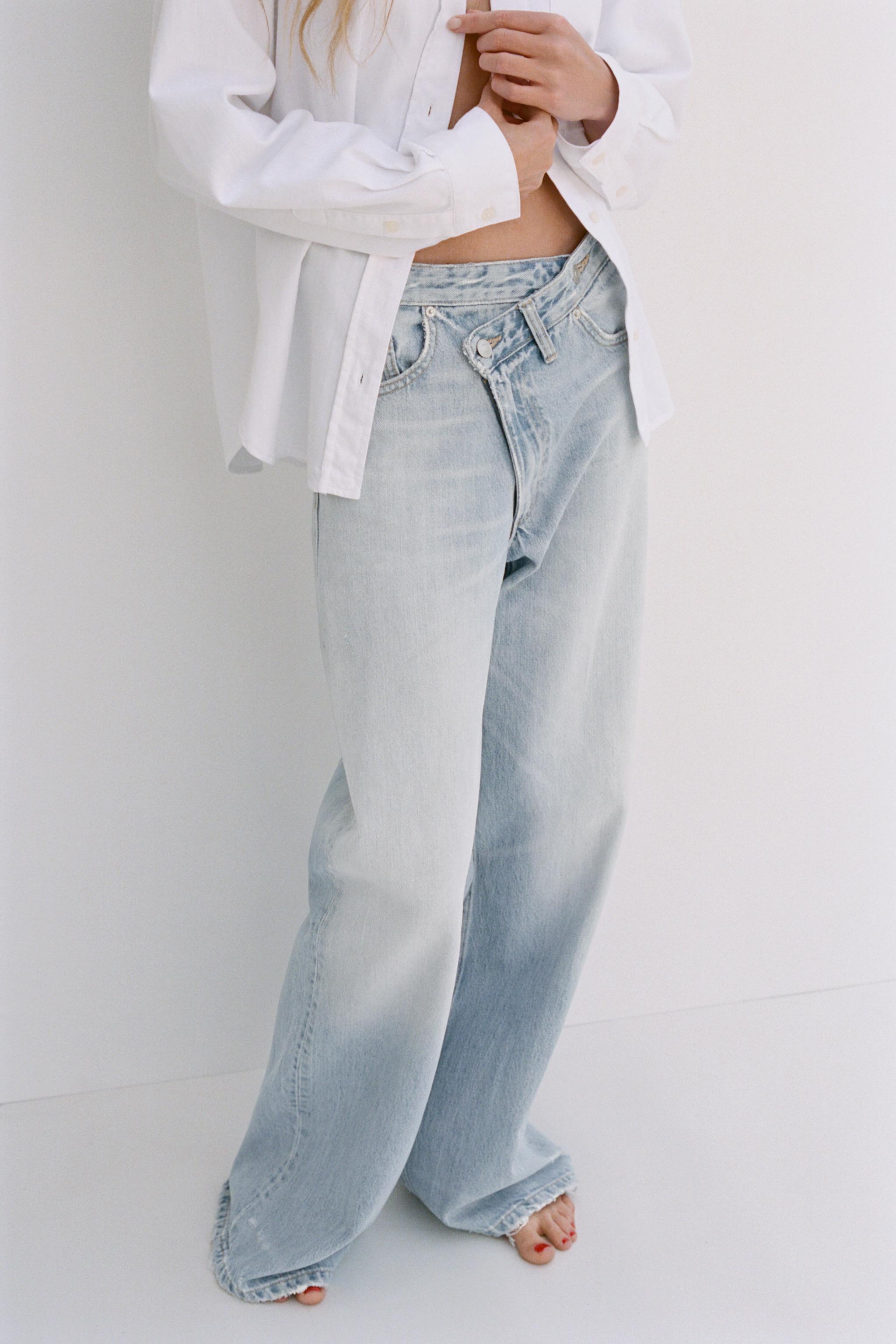 TRF high waist wide leg crossover jeans