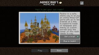 Minecraft Realms - the Minecraft Realms menu