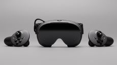 Valve's Steam Frame VR headset on grey background