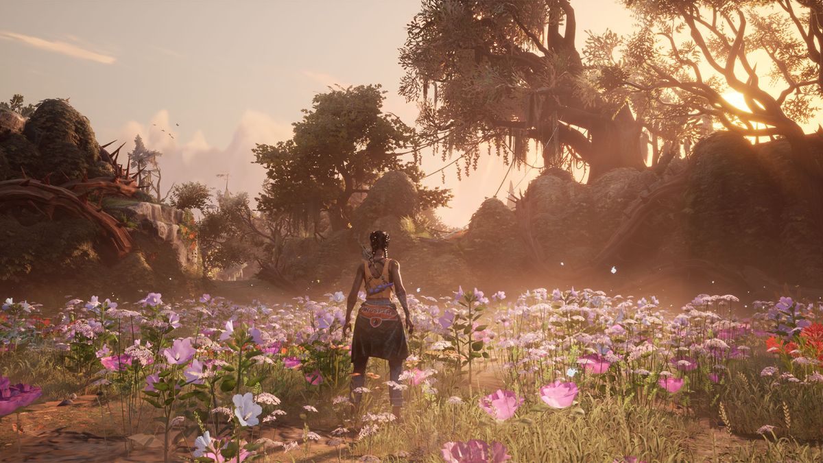 South of Midnight screenshot showing a lush meadow, a world altered by magic