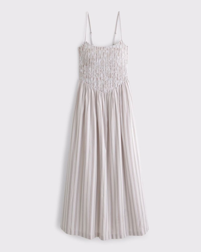 Abercrombie Dipped-Waist Smocked Midi Dress