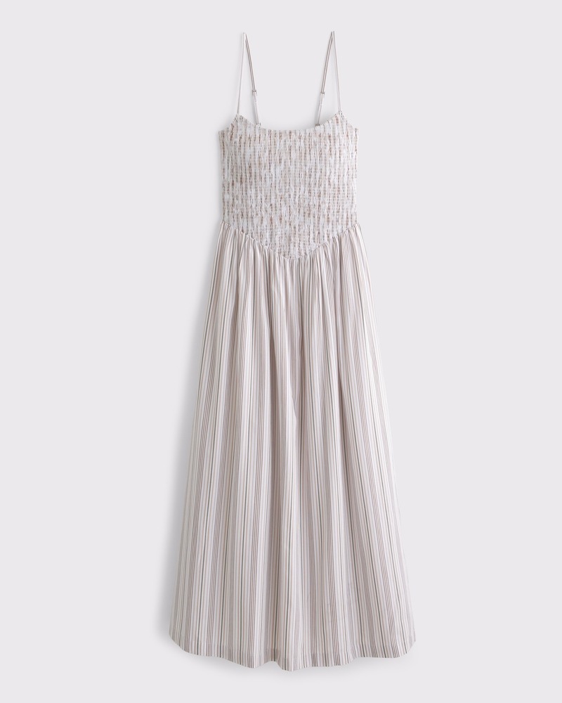 Abercrombie Dipped-Waist Smocked Midi Dress