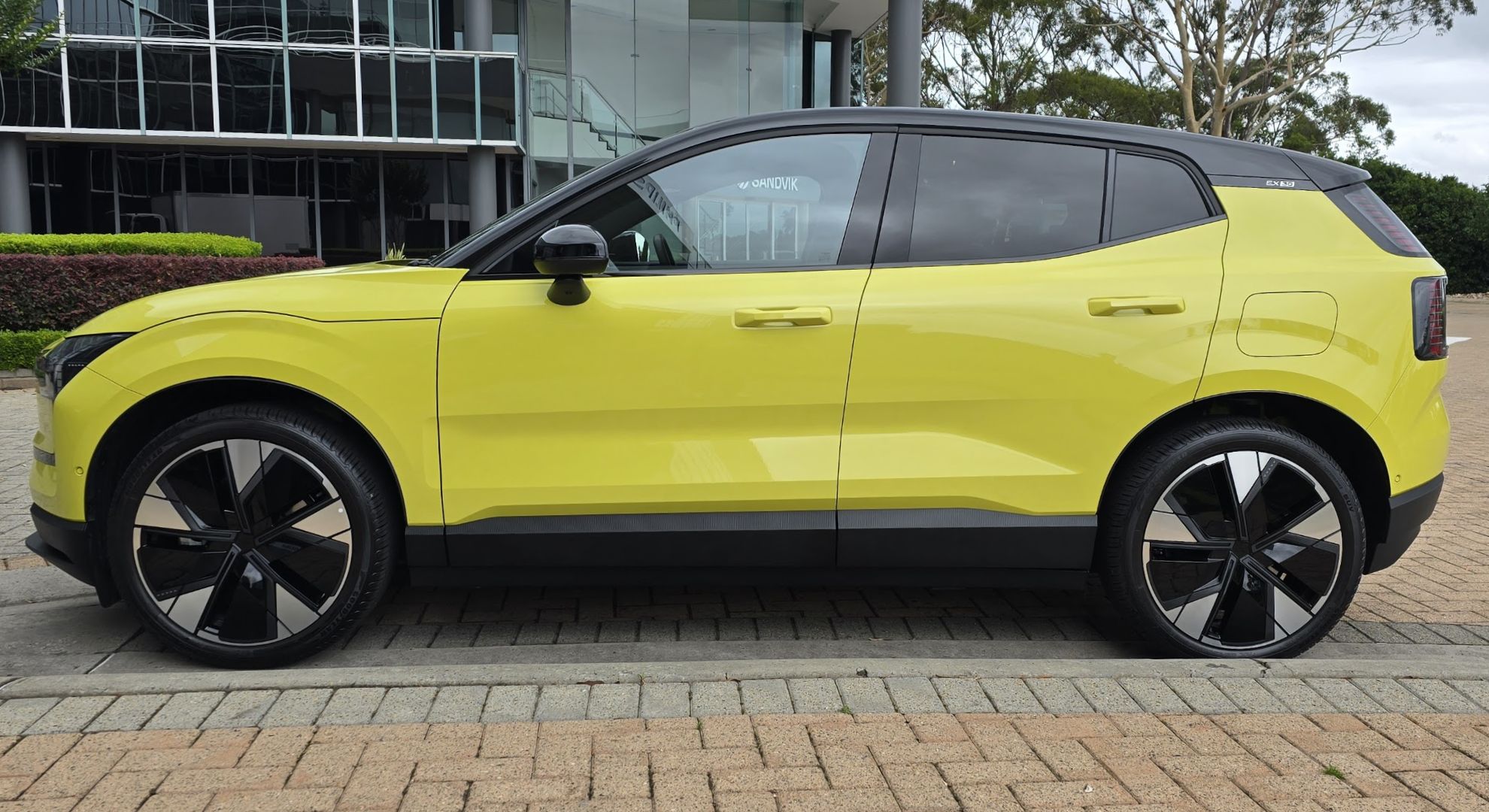 The side profile of the Volvo EX30 electric car