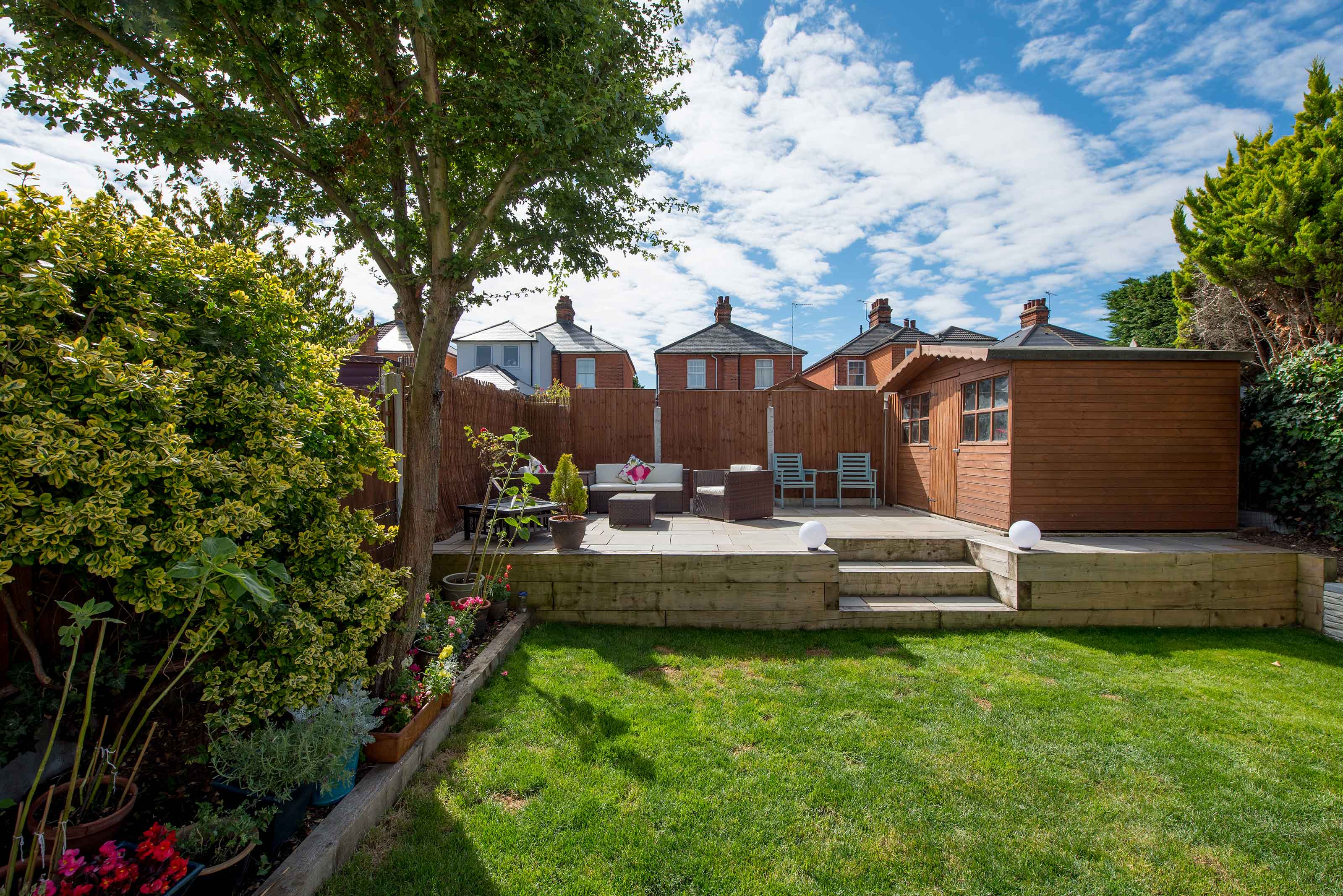 raised decking with garden sleepers