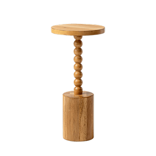 Cozayh Ph03065-0 Farmhouse Pedestal End Table, Rustic Wood Drink Table With Base Round Martini Table for Small Space Living Room