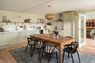 Pale green farmhouse kitchen