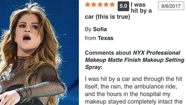 Screenshot of a review for the setting spray.