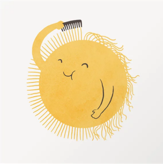 art work of a humorous sunshine brushing its hair