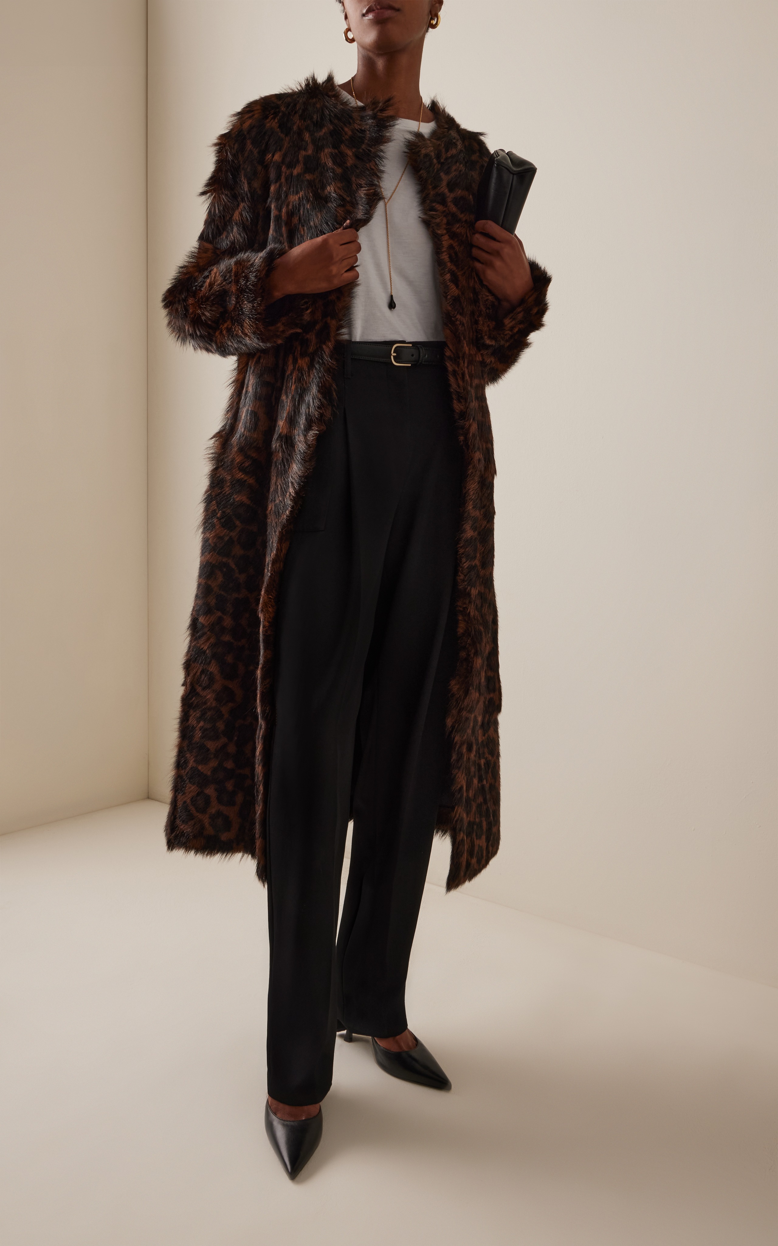 Leopard Print Shearling Coat
